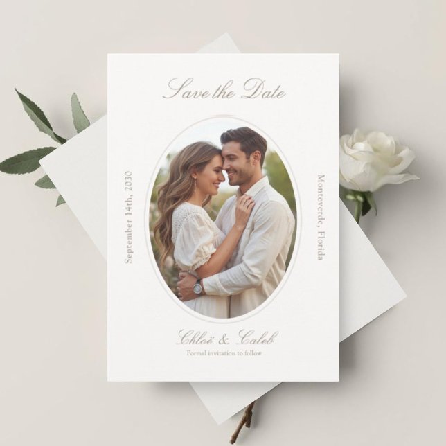 Reserve A Data Marfim & Areia | Chic Script Casamento Salve O (Criador carregado)