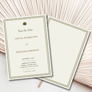 Reserve A Data Marfim e Dourado Save the Date de Casamento com Pa