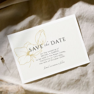 Reserve A Data Marfim   Floral Floral Moderno Dourado Salve A Pla