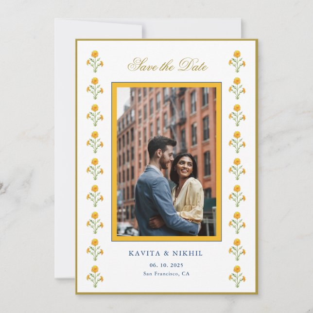 Reserve A Data Margarida em aquarela  Foto Salvar a Data (Frente)