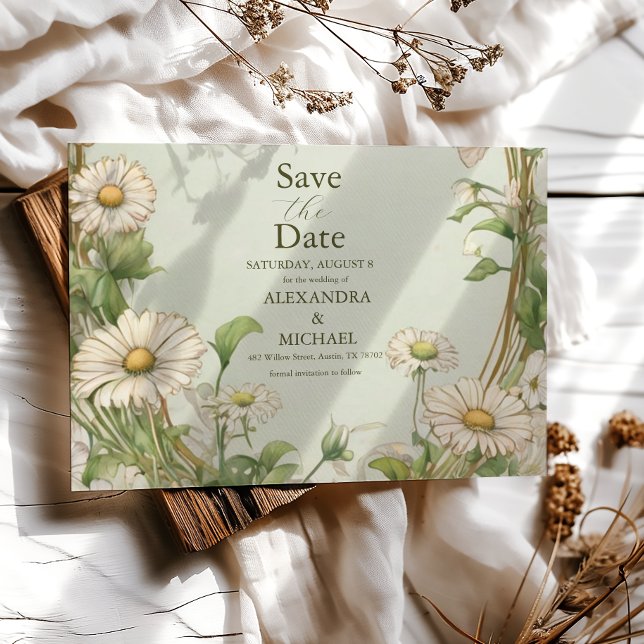 Reserve A Data Marguerite Daisy Dusty Wedding (Criador carregado)