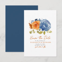 Reserve A Data Marinho Azul, Buquê Laranja Queimado, Queda Floral