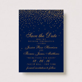 Reserve A Data Marinho Azul & Glam Dourado Confetti Salvar Data