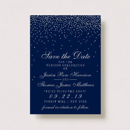 Reserve A Data Marinho Azul & Glam Silver Confetti Salvar a Data