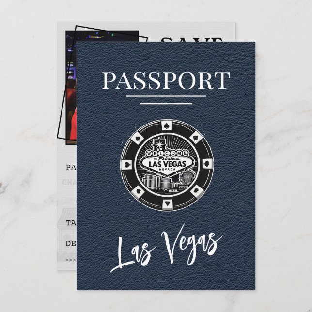 Reserve A Data Marinho Azul Las Vegas Passaporte Salvar Data (Frente/Verso)
