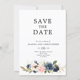 Reserve A Data Marinho Blue Blush Rose Boho Casamento