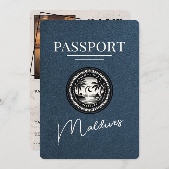 Reserve A Data Marinho Blue Maldives Passaporte Salvar Data (Frente/Verso)