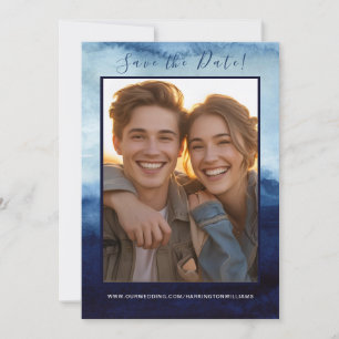 Reserve A Data Marinho Blue Watercolor Casamento Salve a Data Mod