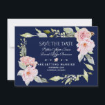 Reserve A Data Marinho De Bloqueio Floral Cor-De-Rosa Azul Salva<br><div class="desc">Uma combinação muito popular em todas as estações: azul marinho ou azul empoeirado e rosa pincelado! Flores de aquarela lindíssimas (rosas,  peonias) folhagem,  botões e divisores,  elogio muito bem! Use a ferramenta Personalizar para adicionar suas informações. Para obter itens correspondentes,  visite minha Coleção Floral Rosa Esmagada.</div>