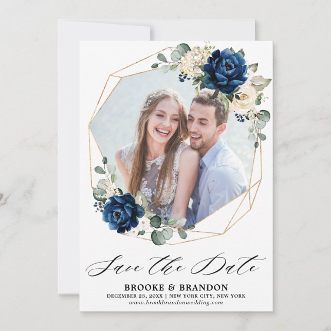 Reserve A Data Marinho Dourado Champanhe Branco Ivory Rosa (Frente)