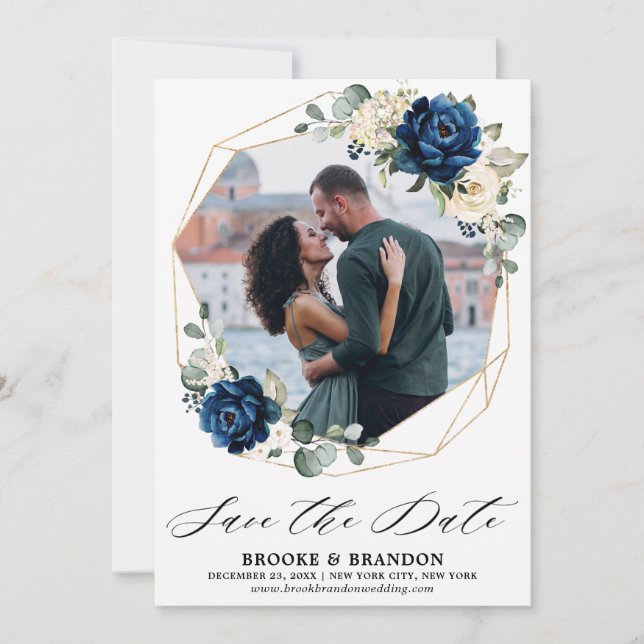 Reserve A Data Marinho Dourado Champanhe Branco Ivory Rosa (Frente)