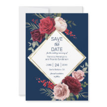 Marinho Elegante Azul e Borgonha Floral