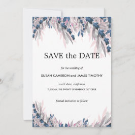 Reserve A Data Marinho Elegante Blush Watercolor floral Salve a d