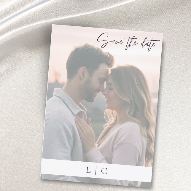 Reserve A Data Marinho Escuro de Foto Caligrafia Engraçado Elegan (Criador carregado)