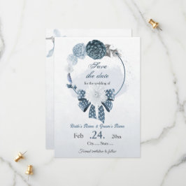 Reserve A Data marinho poeirento flores azuis casamento botânico