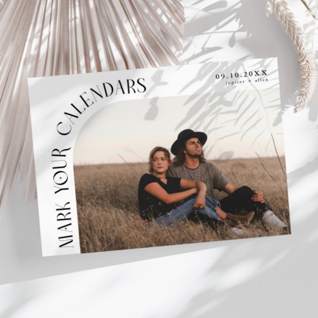 Reserve A Data Mark Your Calendars White Curved Frame Photo (Criador carregado)
