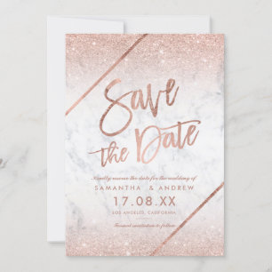 Reserve A Data mármore chic do script rosa gold glitter salvará a