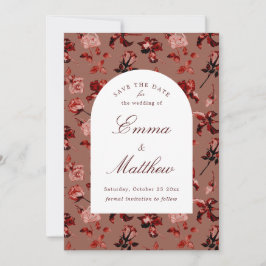 Reserve A Data Maroon Boho Botânico Romance