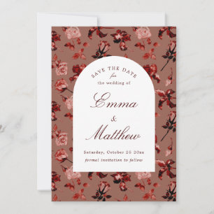 Reserve A Data Maroon Boho Botânico Romance