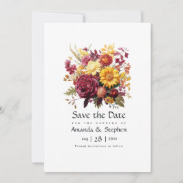 Reserve A Data Maroon e Casamento Floral Amarelo