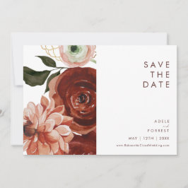 Reserve A Data Marsala Autumn Floral | Branco Horizontal
