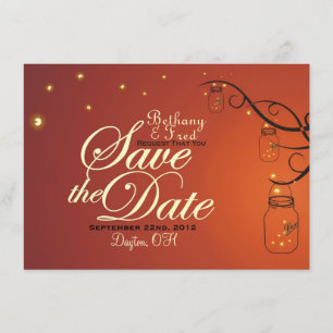 Reserve A Data Mason Jar & Firefly Salve o Cartão-Postal de Data