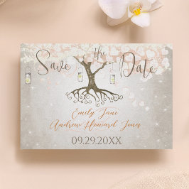 Reserve A Data Mason Jar Peachy Pink Heart Leaf Tree