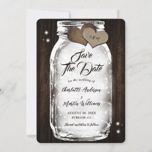 Reserve A Data Mason Jar String Luz Rustic Barn Wood Casamento