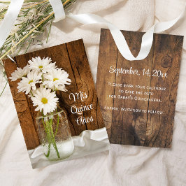 Reserve A Data Mason Jar White Daisies Quinceañera Salve a Data