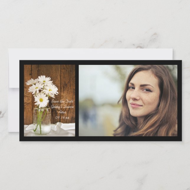 Reserve A Data Mason Jar White Daisies Quinceañera Salve a Data (Frente)