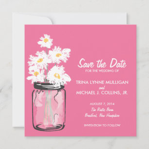 Reserve A Data Mason Jar & White Daisies Salvar a Data
