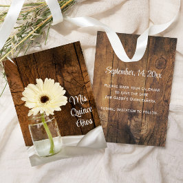 Reserve A Data Mason Jar White Daisy Quinceañera Save the Date