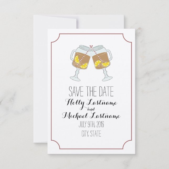 Reserve A Data Mason Jars Of Sweet Tea Wedding Save The Date (Frente)