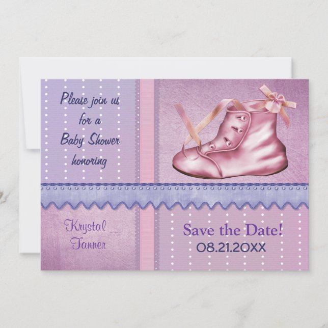 Reserve A Data Mauve Dreams Chá Invitation for Baby Girl (Frente)