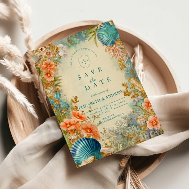 Reserve A Data Mediterranean Seashell Elegance Wedding (Criador carregado)
