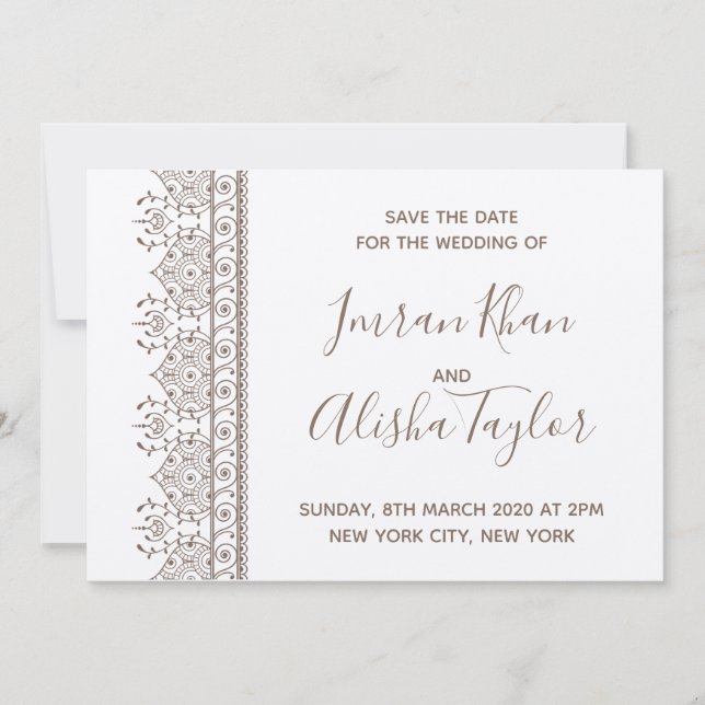 Reserve A Data Mehendi Casamento Indiano Salve a data hamsa Henna (Frente)