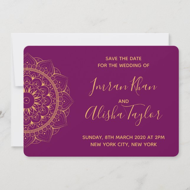 Reserve A Data Mehendi Casamento Indiano Salve a data hamsa Henna (Frente)