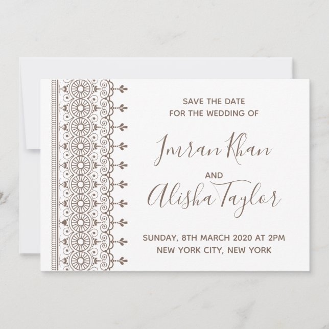 Reserve A Data Mehendi Casamento Indiano Salve a data hamsa Henna (Frente)