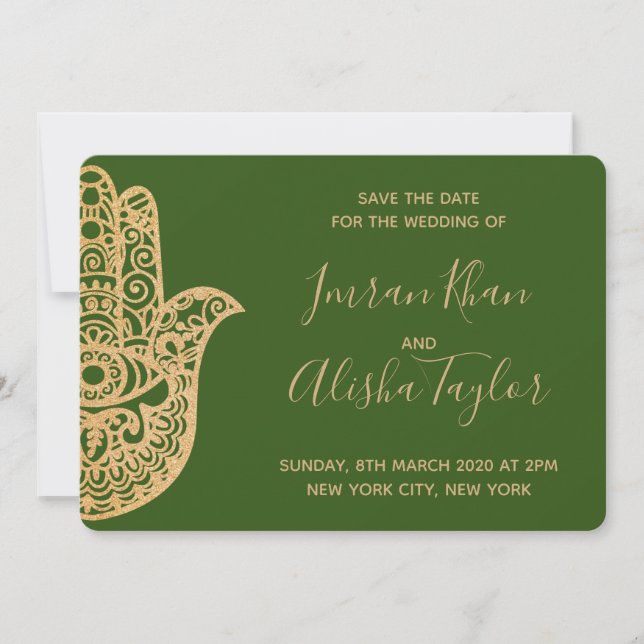 Reserve A Data Mehendi Casamento Indiano Salve a data hamsa Henna (Frente)