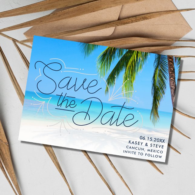 Reserve A Data México Destino Praia Casamento Salvar a Data (Mexico Destination Beach Wedding Save the Date)
