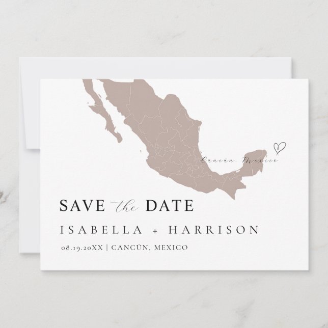 Reserve A Data Mexico Map Save the Date Template (Frente)