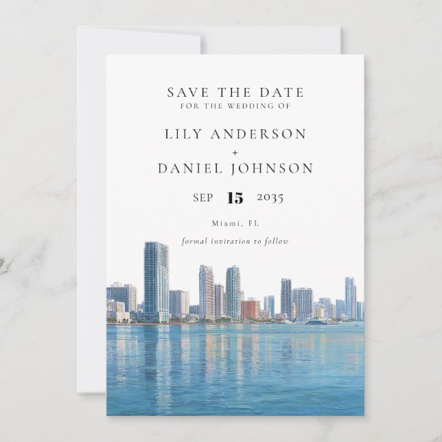 Reserve A Data Miami Skyline Watercolor Destination Wedding (Frente)
