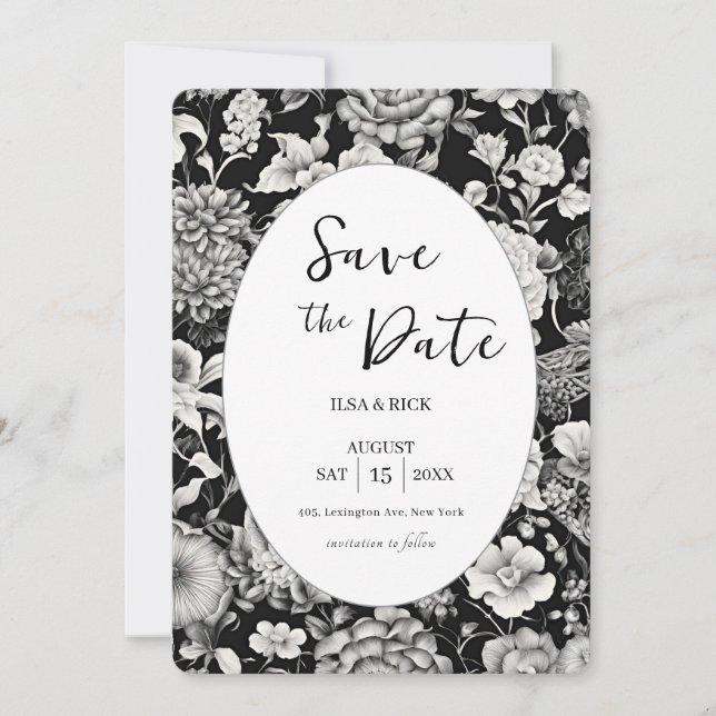 Reserve A Data Midnight Bloom: Um Floral Escuro Salva A Data (Frente)