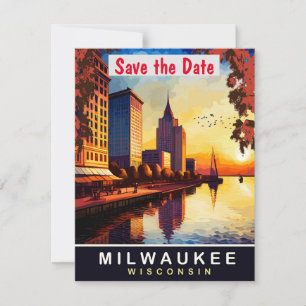 Reserve A Data Milwaukee, Wisconsin, Viagem Postcard,