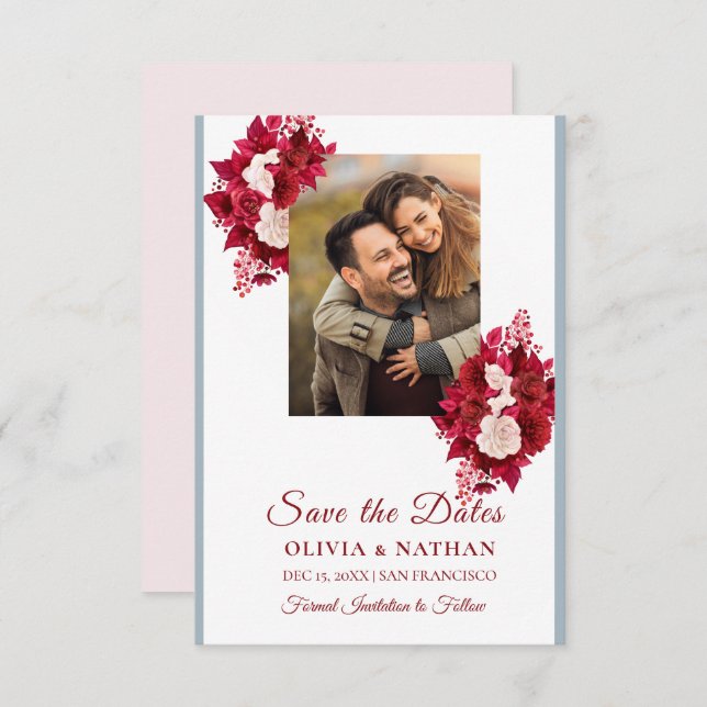 Reserve A Data Minimal Elegant Text & Photo Design / Wedding  (Frente/Verso)