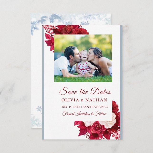 Reserve A Data Minimal Elegant Text & Photo Design / Wedding  (Frente/Verso)