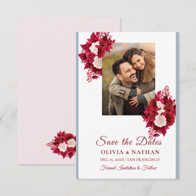Reserve A Data Minimal Elegant Text & Photo Design / Wedding  (Frente/Verso)