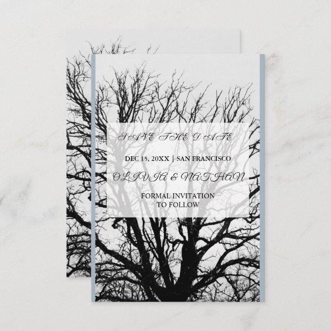 Reserve A Data Minimal Elegant Text & Photo Design / Wedding  (Frente/Verso)