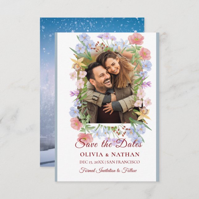 Reserve A Data Minimal Elegant Text & Photo Design / Wedding  (Frente/Verso)