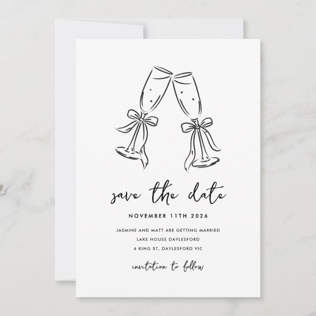 Reserve A Data Minimal Hand Drawn Whimsical Doodle Save The Date (Frente)